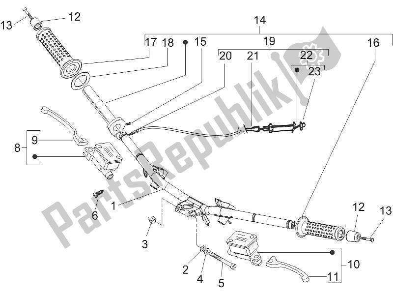 Toutes les pièces pour le Guidon - Master Cil. Du Piaggio NRG Power DD H2O CH 50 2011