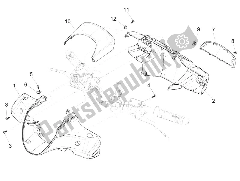 All parts for the Handlebars Coverages of the Piaggio Medley 125 4T IE ABS 2016