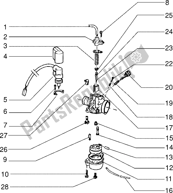 All parts for the Carburettor (2) of the Piaggio ZIP Fast Rider RST 50 1996