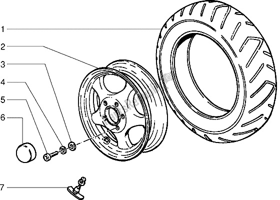 All parts for the Front Wheel of the Piaggio Sfera RST 80 1994