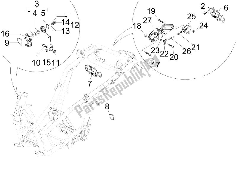 Toutes les pièces pour le Serrures du Piaggio X8 125 Premium Euro 3 2007