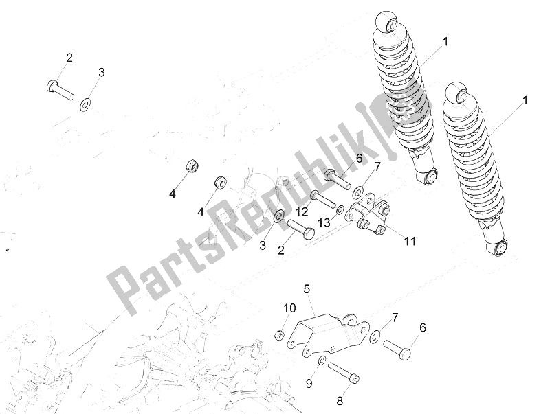 Alle onderdelen voor de Achtervering - Schokdemper / S van de Piaggio Medley 150 4T IE ABS EU 2016