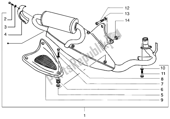 Alle onderdelen voor de Geluiddemper van de Piaggio NRG Purejet 50 2003