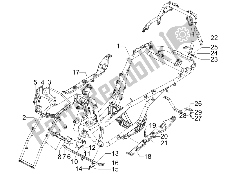 All parts for the Frame/bodywork of the Piaggio MP3 125 2006