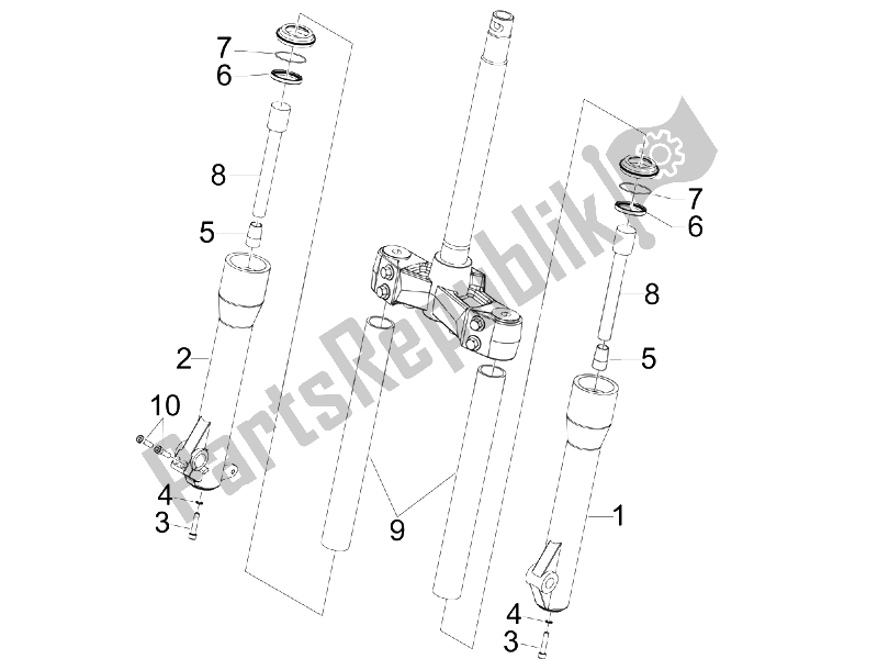 Toutes les pièces pour le Composants De La Fourche (kayaba) du Piaggio Beverly 125 2005