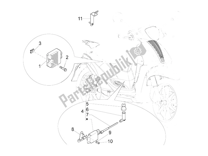 All parts for the Voltage Regulators - Electronic Control Units (ecu) - H. T. Coil of the Piaggio Liberty 100 4T Vietnam 2011