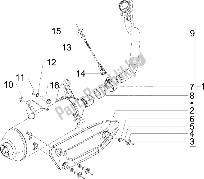 Toutes les pièces pour le Silencieux du Piaggio X7 125 IE Euro 3 2009