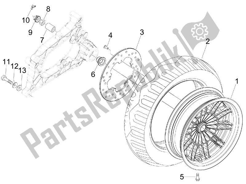 Tutte le parti per il Ruota Posteriore del Piaggio MP3 300 4T 4V IE LT Ibrido 2010