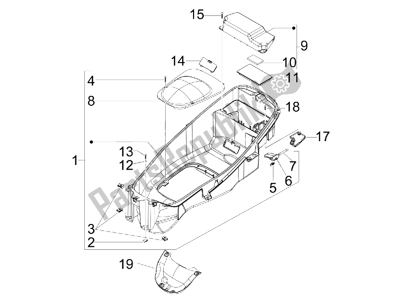 Toutes les pièces pour le Logement De Casque - Sous La Selle du Piaggio X7 300 IE Euro 3 2009