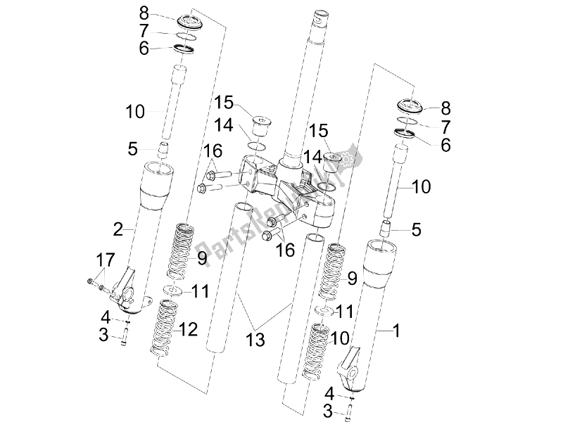 All parts for the Fork's Components (kayaba) of the Piaggio BV 250 Tourer USA 2008