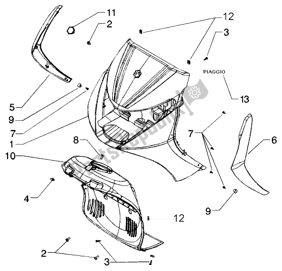 Toutes les pièces pour le Bouclier du Piaggio Beverly 125 RST 2004