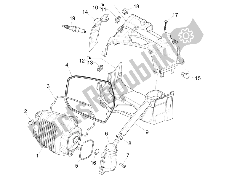 Todas las partes para Cubierta De Tapa De Cilindro de Piaggio Liberty 125 4T PTT E3 E 2007