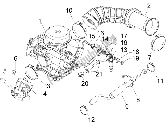 Tutte le parti per il Carburatore, Gruppo - Raccordo del Piaggio FLY 50 4T 4V USA 2 2014