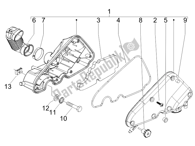 Tutte le parti per il Filtro Dell'aria del Piaggio FLY 125 4T E3 2007