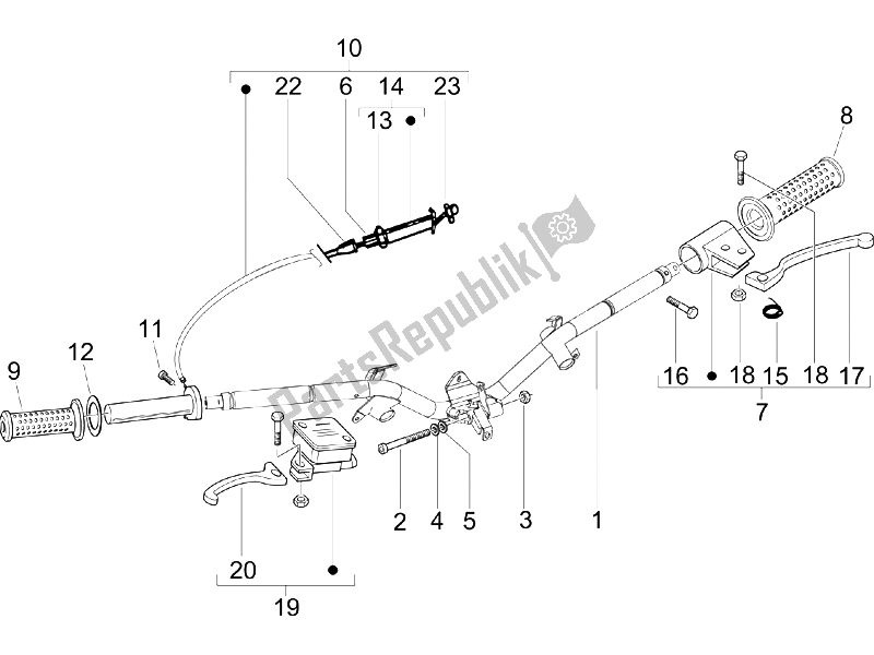 Tutte le parti per il Manubrio - Master Cil. Del Piaggio Liberty 200 4T Sport 2006