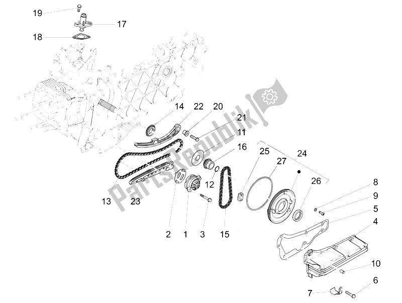 Alle onderdelen voor de Oliepomp van de Piaggio Liberty 150 Iget 4T 3V IE ABS 2015