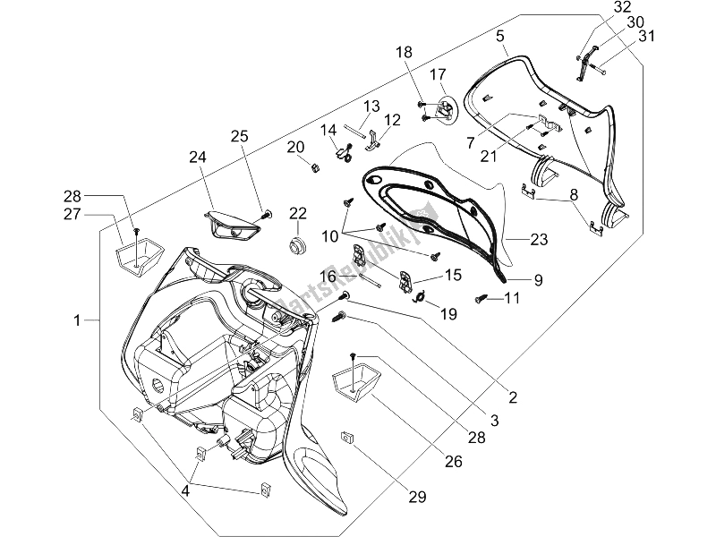 Toutes les pièces pour le Boîte à Gants Avant - Panneau De Protection Des Genoux du Piaggio BV 500 2005