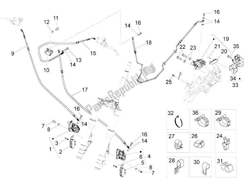 Toutes les pièces pour le Tuyaux De Freins - étriers du Piaggio X 10 350 4T 4V I E E3 2012