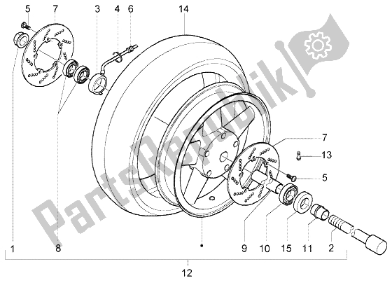 Tutte le parti per il Ruota Anteriore del Piaggio X9 500 Evolution ABS 2004