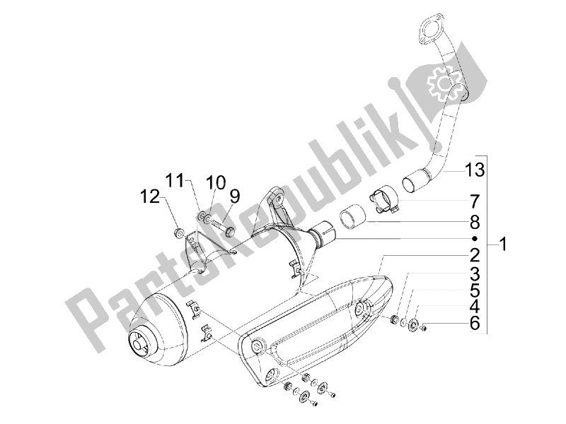 Todas las partes para Silenciador de Piaggio X7 125 Euro 3 2008