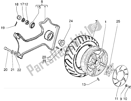 All parts for the Rear Wheel of the Piaggio X9 125 2000