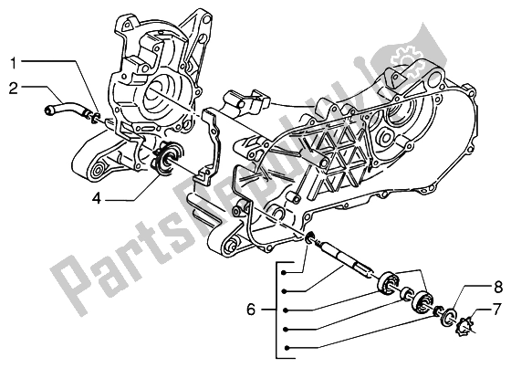 All parts for the Water Pump of the Piaggio NRG MC3 DD 50 2002