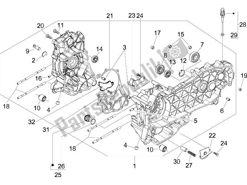 Toutes les pièces pour le Carter du Piaggio Beverly 125 2005