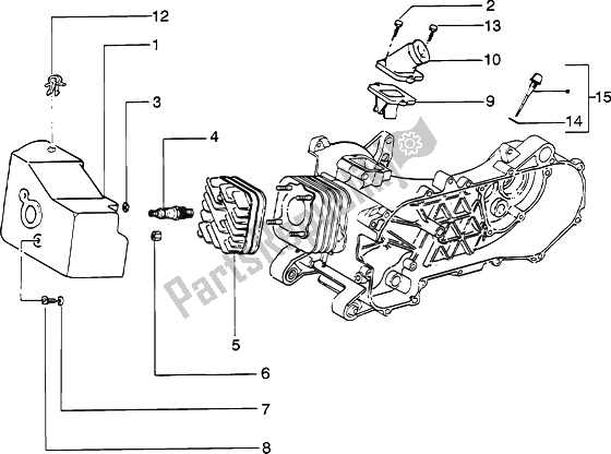 All parts for the Cylinder Head-cooling Hood-inlet And Induction Pipe of the Piaggio ZIP Catalyzed 50 2000