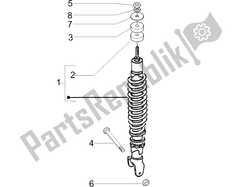 Tutte le parti per il Sospensione Posteriore - Ammortizzatore / I del Piaggio ZIP 50 4T 2006