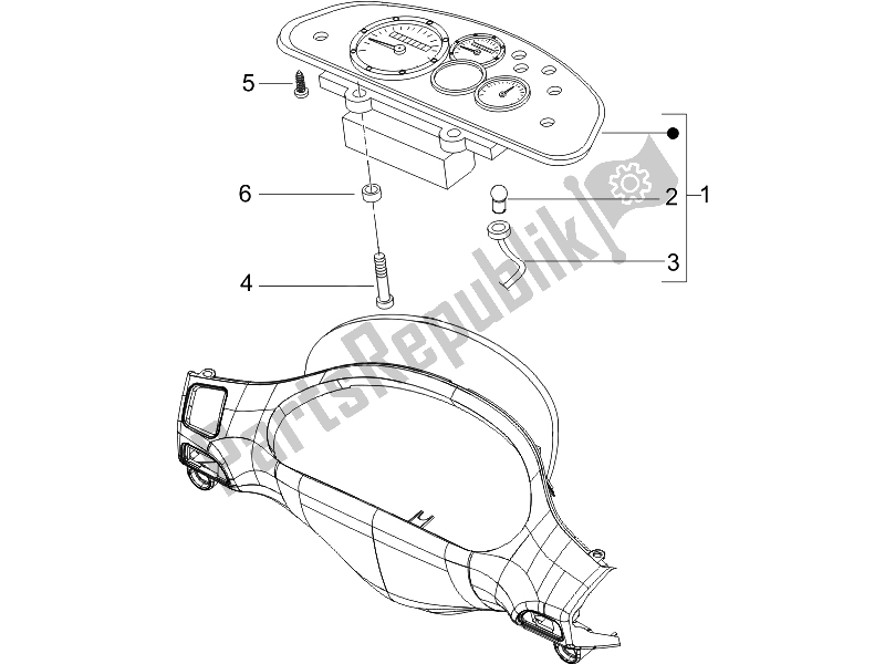 All parts for the Meter Combination-dashbord of the Piaggio Typhoon 50 Serie Speciale 2007