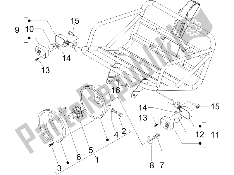 All parts for the Front Headlamps - Turn Signal Lamps of the Piaggio Liberty 125 4T Delivery E3 2009