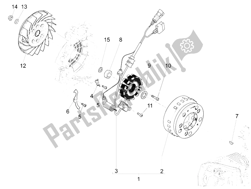 All parts for the Flywheel Magneto of the Piaggio Liberty 150 Iget 4T 3V IE ABS EU 2015