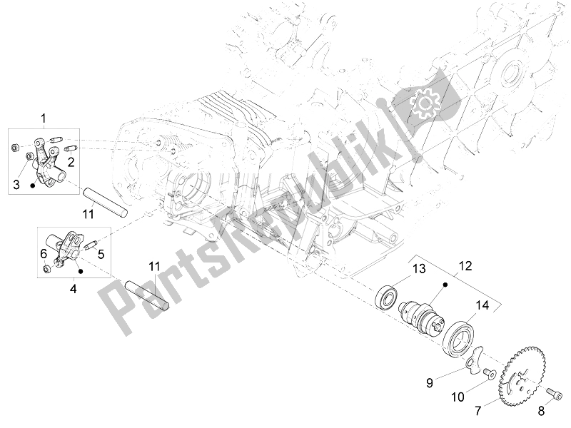 Toutes les pièces pour le Leviers à Bascule Support Unité du Piaggio Liberty 125 4T 3V IE E3 2014