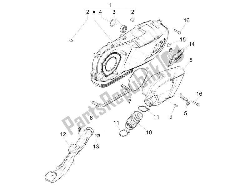 All parts for the Crankcase Cover - Crankcase Cooling of the Piaggio Liberty 150 Iget 4T 3V IE ABS EU 2015