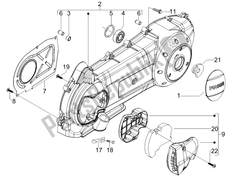 Todas las partes para Tapa Del Cárter - Enfriamiento Del Cárter de Piaggio Carnaby 200 4T E3 2007