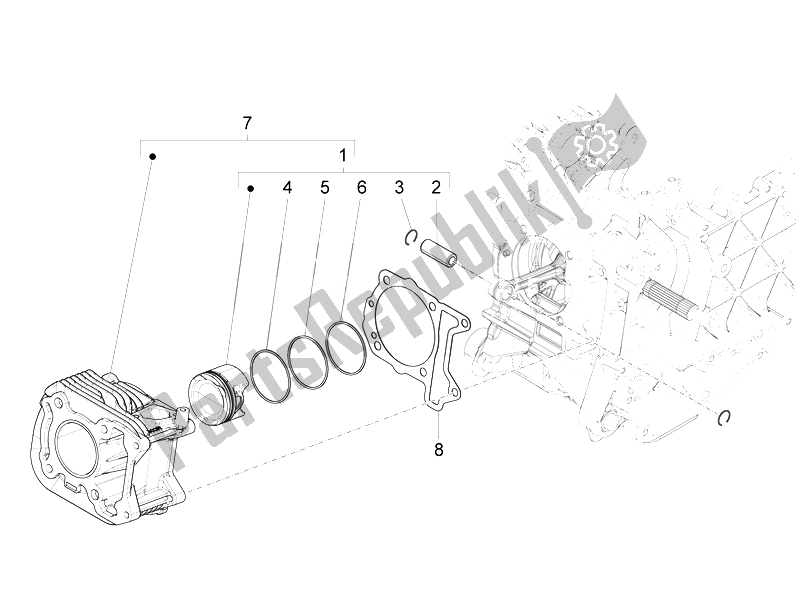 Tutte le parti per il Unità Perno Cilindro Pistone-polso del Piaggio FLY 125 4T 3V IE E3 DT 2014