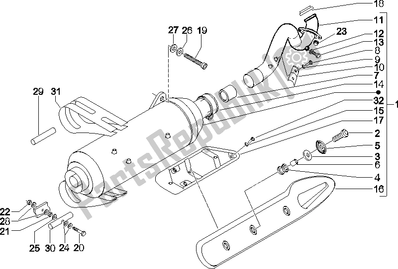 Toutes les pièces pour le Silencieux du Piaggio X9 500 Evolution ABS 2 2006