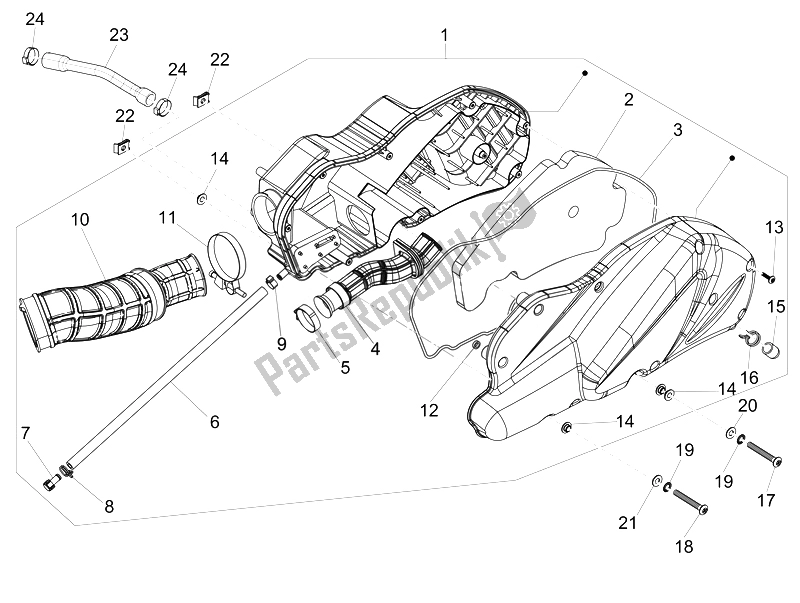 All parts for the Air Filter of the Piaggio MP3 500 LT Sport 2014