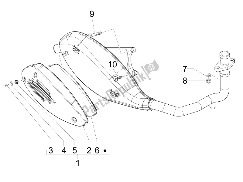 All parts for the Silencer of the Piaggio Liberty 50 2T MOC 2009