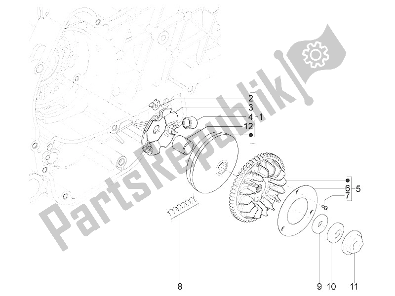 Toutes les pièces pour le Poulie Motrice du Piaggio Typhoon 125 4T 2V E3 USA 2011