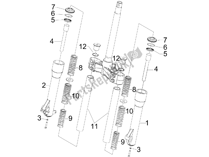 Toutes les pièces pour le Composants De La Fourche (escortes) du Piaggio Beverly 250 Tourer E3 2007