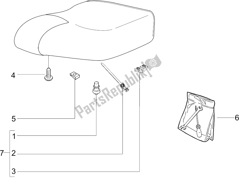 Alle onderdelen voor de Zadel / Stoelen - Gereedschapsrol van de Piaggio Liberty 125 4T PTT I 2006