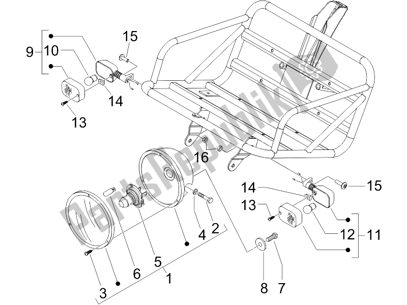 Tutte le parti per il Fari Anteriori - Indicatori Di Direzione del Piaggio Liberty 50 4T PTT 2009