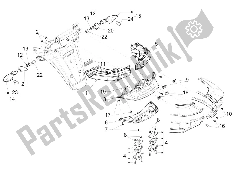 Toutes les pièces pour le Phares Arrière - Clignotants du Piaggio MP3 500 LT E4 Sport Business EU 2016