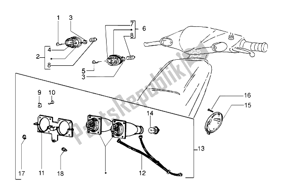 All parts for the Headlamp-front Turn Sig. Lamp of the Piaggio NRG Purejet 50 2003