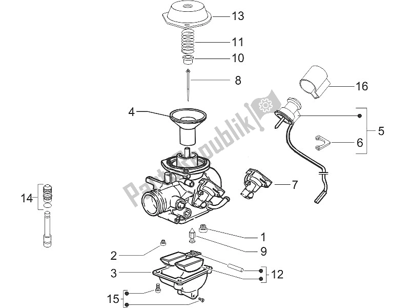 All parts for the Carburetor's Components of the Piaggio Liberty 150 4T 2V E3 PTT Libanon Israel 2011