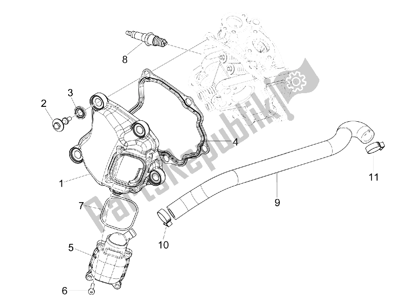 Tutte le parti per il Coperchio Della Testata del Piaggio MP3 250 IE LT 2008