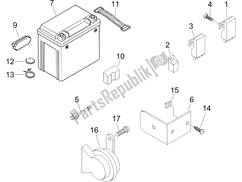 Toutes les pièces pour le Télécommandes - Batterie - Klaxon du Piaggio X9 125 Evolution Powered 2005