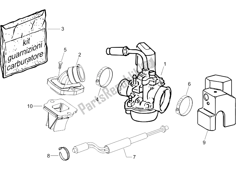 Tutte le parti per il Carburatore, Gruppo - Raccordo del Piaggio NRG Power DT 50 2006