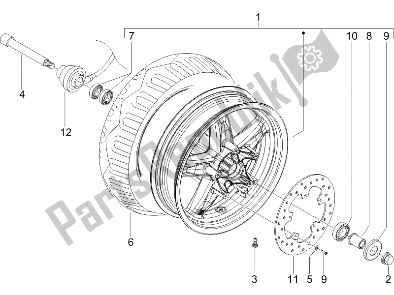 Toutes les pièces pour le Roue Avant du Piaggio X8 400 IE Euro 3 UK 2006